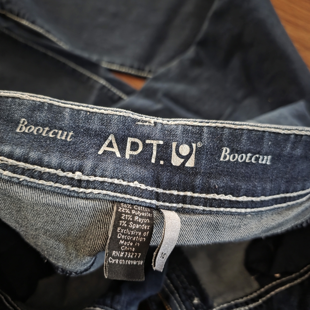 Apt. 9 Dark Blue Bootcut Jeans with Embroidered Back Pockets - Picture 4 of 4